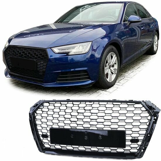 Glanzend zwarte grill passend voor Audi A4 B9 model 2015 - 2019