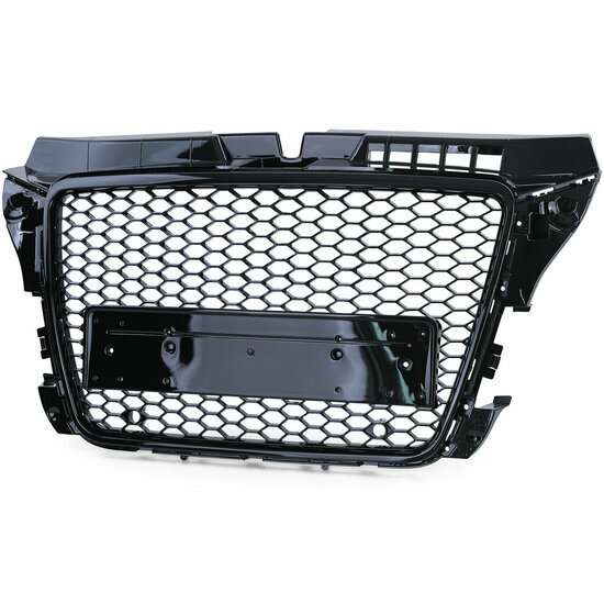  Glanzend zwarte grill passend voor Audi A3 en S3 8P model 2008 - 2012