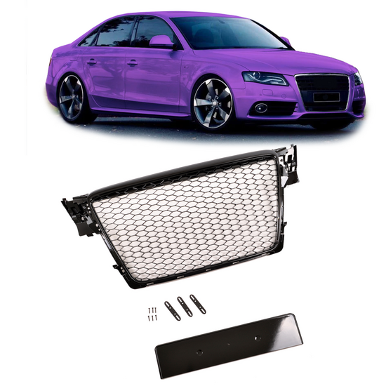 Glanzend zwarte grill honingraad passend voor Audi A4 B8 fase 1 model 2008 - 2012