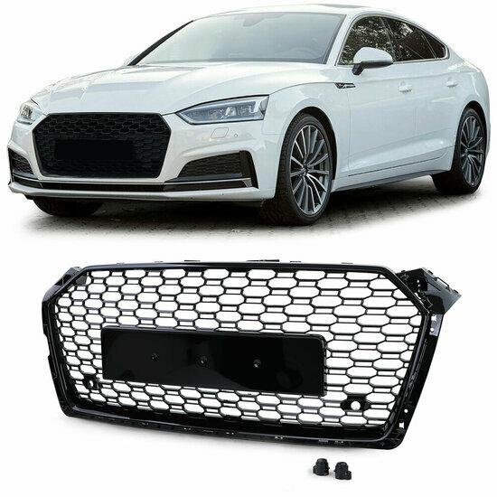 Glanzend zwarte grill honingraad passend voor Audi A5 F5 model 2016 - 2019