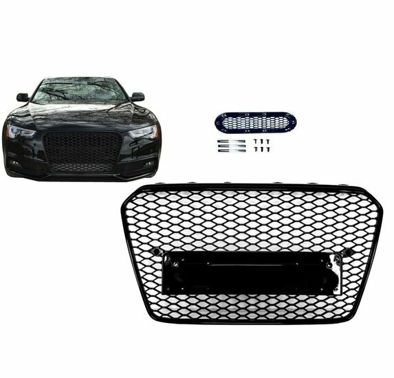 Glanzend zwarte grill honingraad passend voor Audi A5 facelift model 2011 - 2016