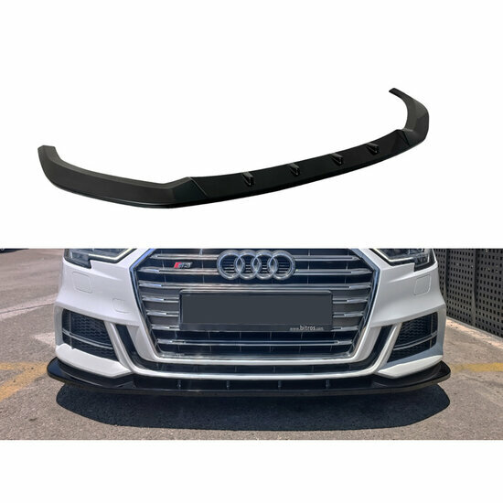 Voorspoiler passend voor Audi A3 (8V) S-Line/S3 Hatchback/Sportback 2016-2020 Facelift (ABS Glanzend zwart)