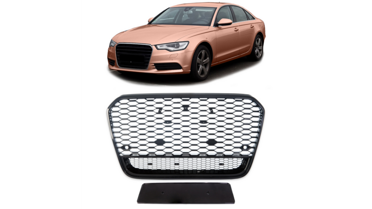 Glanzend zwarte grill honingraad passend voor Audi A6 C7 model 2011 - 2015 